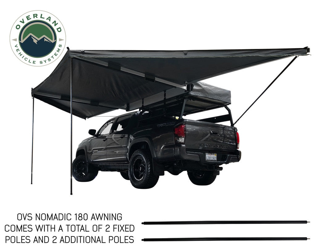 Overland Vehicle Systems HD Nomadic 180 - Awning, Grey Body, Green Trim & Black Travel Cover - No Brackets, No Hardware, No Accessories - 18069909