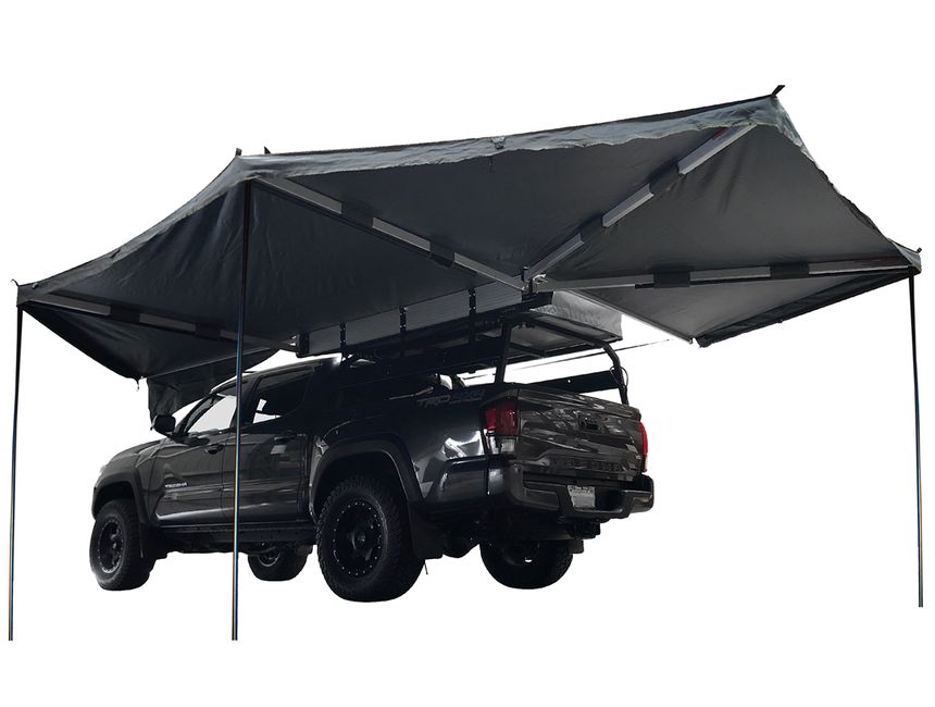 Overland Vehicle Systems HD Nomadic 270 - Awning, Passenger Side, Grey Body, Green Trim & Black Travel Cover - 19529907