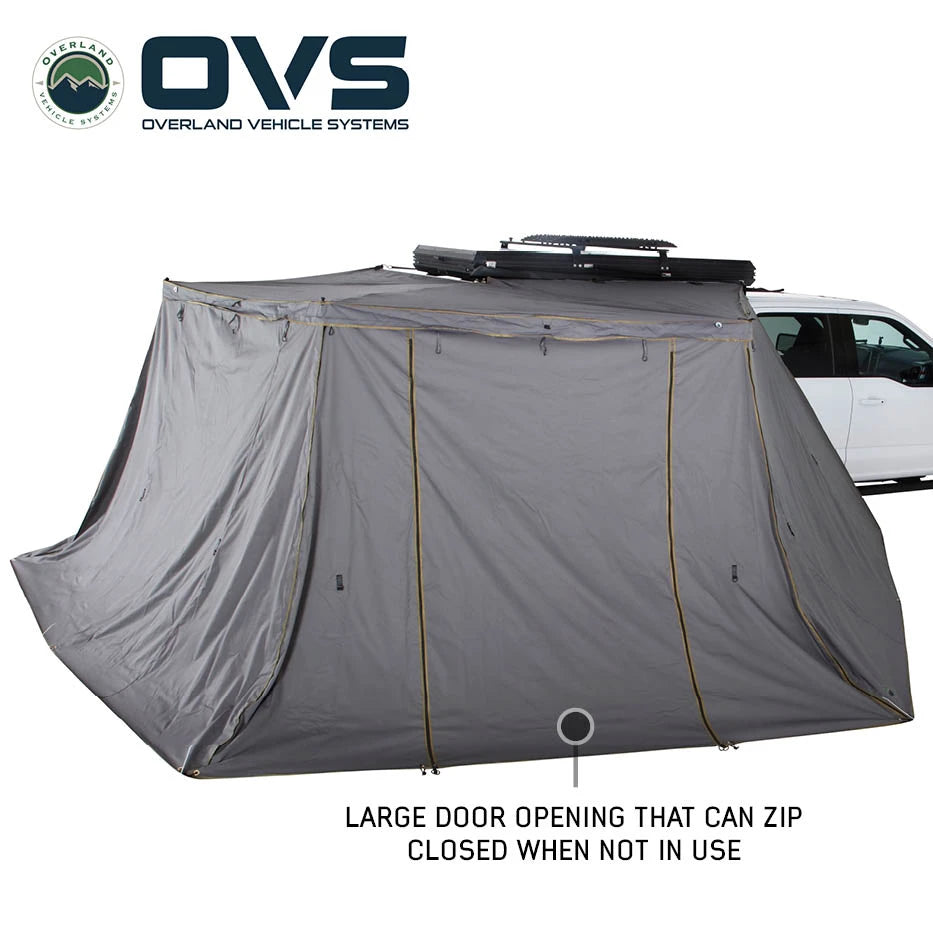 Overland Vehicle Systems HD Nomadic 270 LT - Awning, Wall 1 & 2, Passenger Side, Grey Body, Green Trim W/Black Travel Bag - 19589907