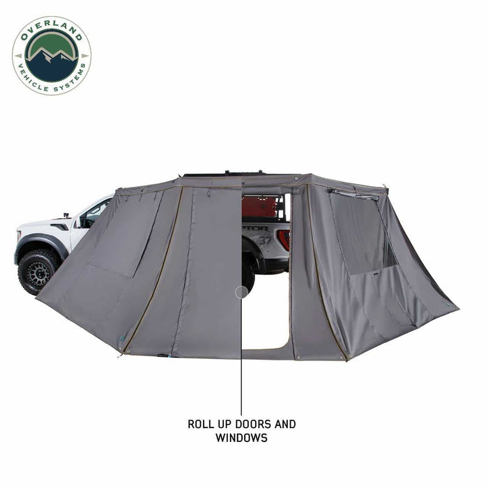 Overland Vehicle Systems HD Nomadic 180 LTE - Awning, Wall Kit, Grey Body, Green Trim W/Black Travel Cover - 19619917