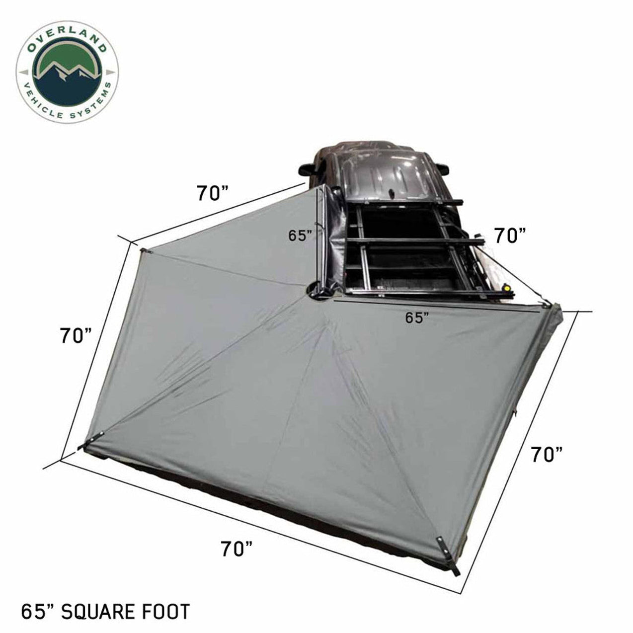 Overland Vehicle Systems HD Nomadic 270 LTE - Awning, Passenger Side, Grey Body, Green Trim W/Black Travel Cover - 19689909