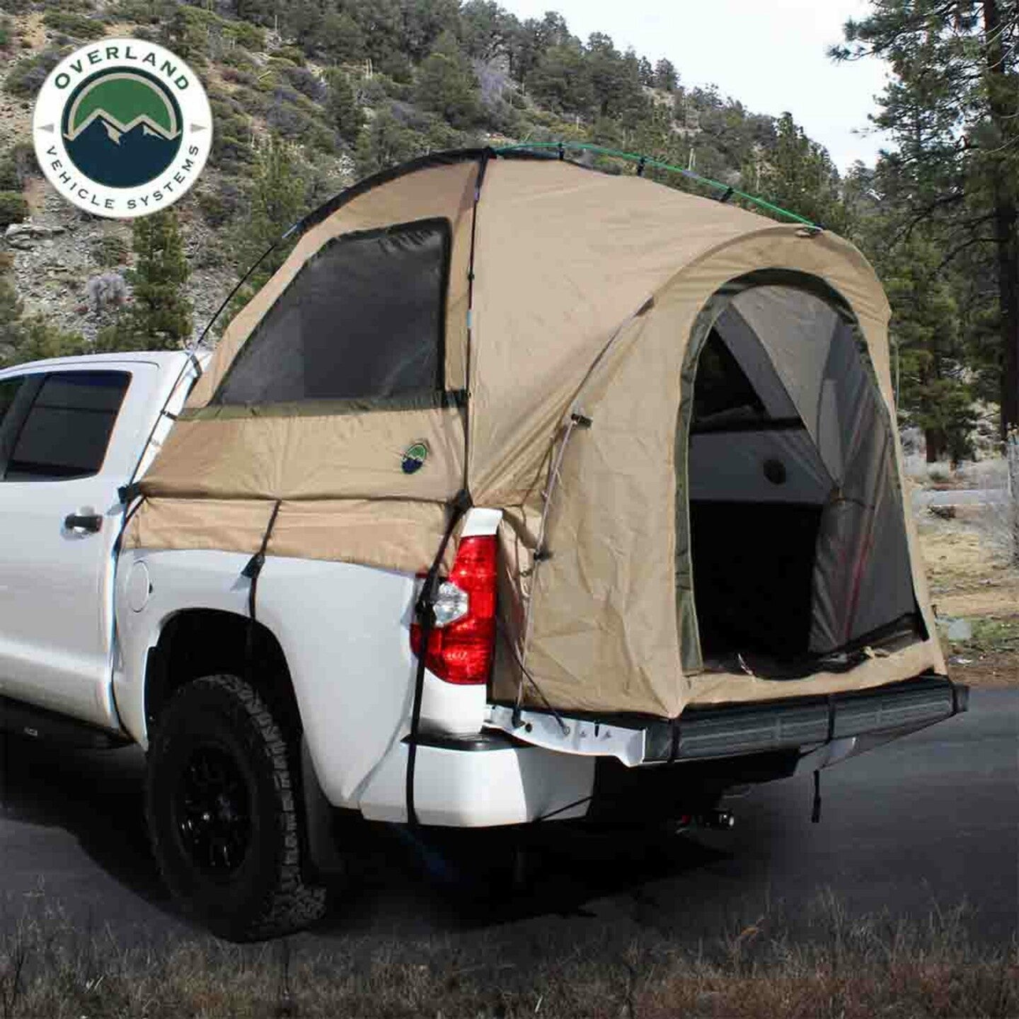 Overland Vehicle Systems LD TACT - Bed Tent Full Size 6.5', Tan Body & Green Rainfly - 18252542