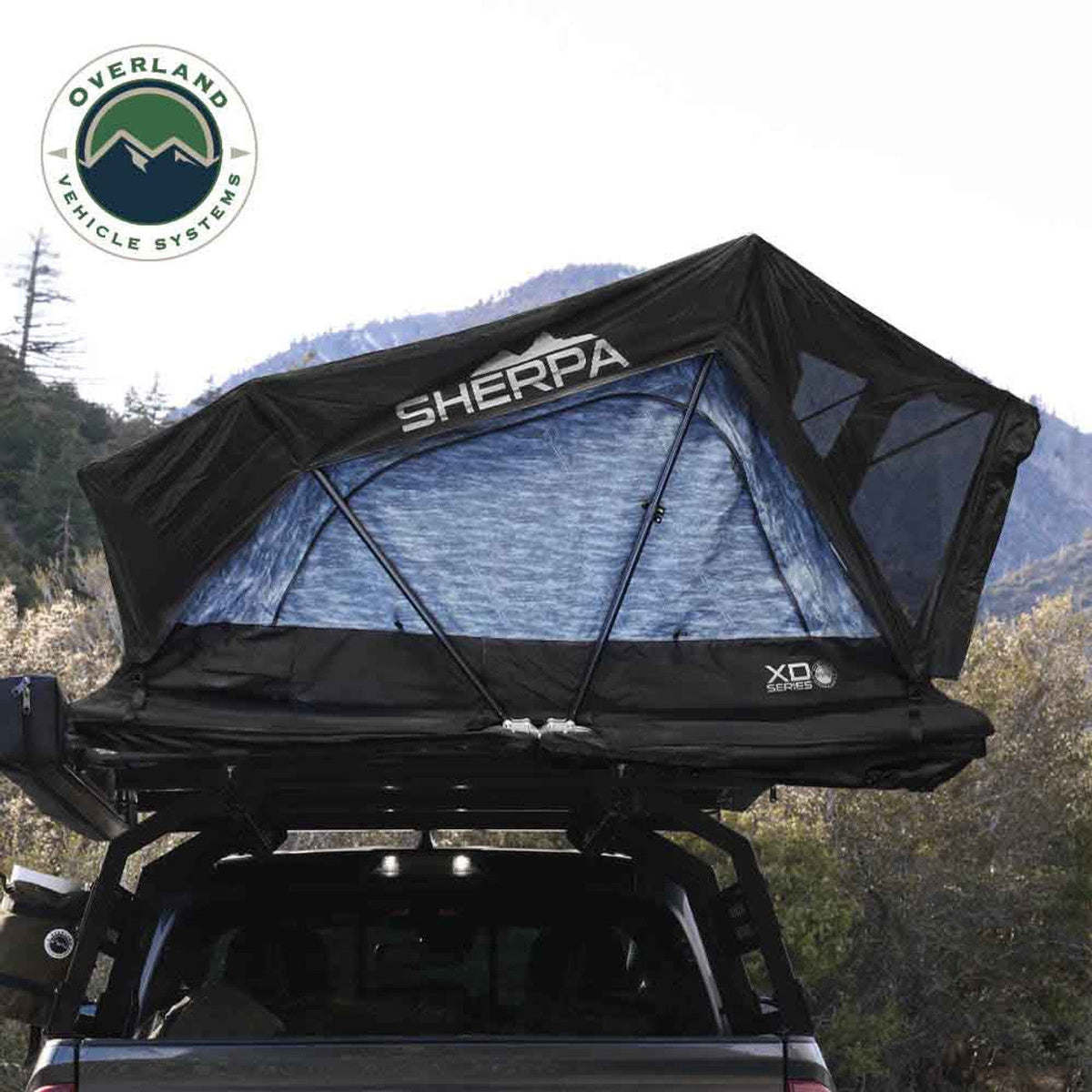 Overland Vehicle Systems XD Sherpa S4S - Soft Sided Roof Top Tent, 4 Person, Grey Body & Black Rainfly - 18209904